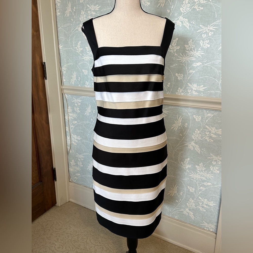 White House Black Market Strapless Dress with Bold Stripes